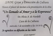 PRESENTAN EN GOYA LA OBRA “UN LLAMADO AL AMOR Y A LA ESPERANZA” DE ALICIA ÁRNICA DE NARDELLI
